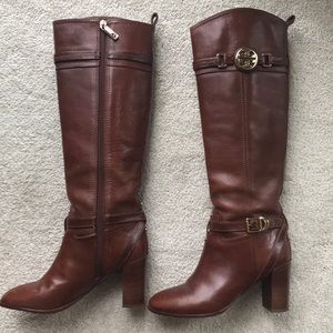 Cognac Tory Burch riding boot 3 in heel